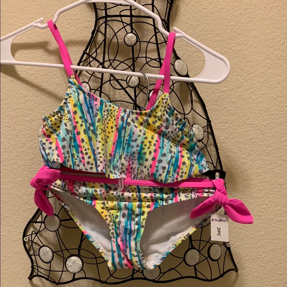 Vibrant Striped and Dotted Kids Bikini
